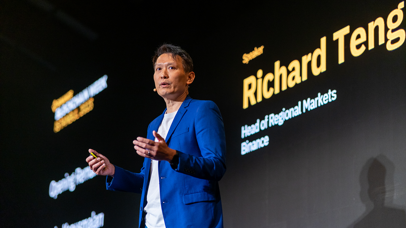 Richard Teng durante Binance Blockchain Week en Estambul, en 2023.